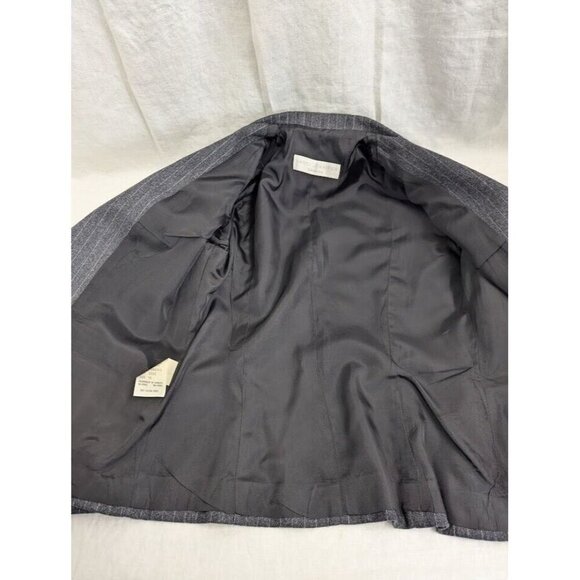 Nanci Jennifer Canada women's 5 wool blend suit jacket, gray white pin stripe - Picture 8 of 11